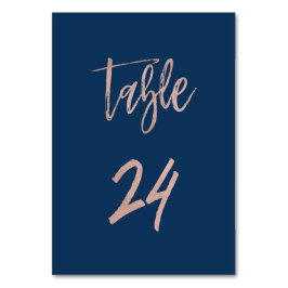 Navy & Roos Gold Glam Chic Wedding Table Number 24 Kaart