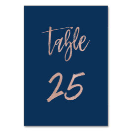 Navy & Roos Gold Glam Chic Wedding Table Number 25 Kaart
