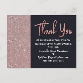 Navy Roos Gold Glitter Color Block Dank u Briefkaart