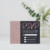 Navy Roos Gold Glitter Color Block RSVP Uitnodiging Briefkaart (Staand voorkant)