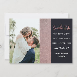 Navy Roos Gold Glitter Color Block Save the Date