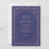 Navy Roos Gold Glitter Confetti Border Quinceañera Kaart (Voorkant)
