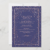 Navy Roos Gold Glitter Confetti Border Sweet 16 Kaart (Voorkant)