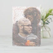 Navy Roos Gold Glitter Confetti Foto Verloving Kaart (Staand voorkant)