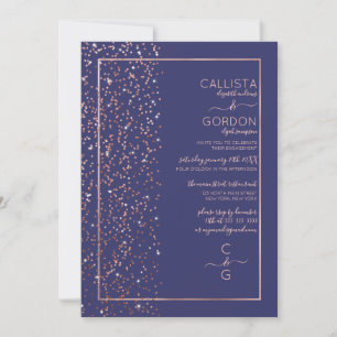 Navy Roos Gold Glitter Confetti Side Verloving Kaart