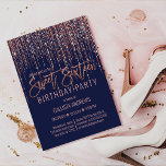 Navy Roos Gold Glitter Fringe Curtain Sweet 16 Kaart<br><div class="desc">Deze glamoureuze en luxe Sweet 61 verjaardagsfeestuitnodiging is het perfecte ontwerp voor het speciale evenement van je jonge tienermeisje. Het is voorzien van een faux sparkly roos goudglitter randgordijn met faux glitter typografie boven op een eenvoudige blauw marineklein. Het is een elegant, chic, trendy en modern broeddesign met een Hollywood-vibe!...</div>