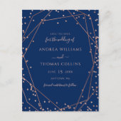 Navy Roos Gold Glitter Geometric Save the Date Aankondigingskaart (Voorkant)