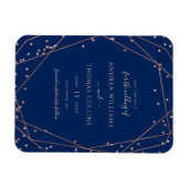Navy Roos Gold Glitter Geometric Save the Date Magneet (Horizontaal)