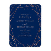 Navy Roos Gold Glitter Geometric Save the Date Magneet (Verticaal)