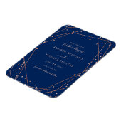 Navy Roos Gold Glitter Geometric Save the Date Magneet (Linkerzijde)