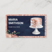 Navy Roos Gold Glitter Roze  kachelbakkerij Visitekaartje (Voorkant)