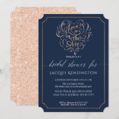 Navy Roos Gold Glitter Typography Vrijgezellenfees Kaart (Voorkant / Achterkant)