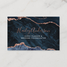 Navy & Roos Gold Glitter Waterverf Gilded Agate Visitekaartje