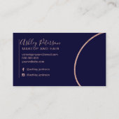Navy roos Gold initiaal logo make-up typografie Visitekaartje (Achterkant)