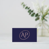 Navy roos Gold initiaal logo make-up typografie Visitekaartje (Staand voorkant)