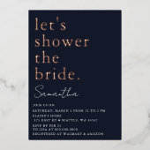 Navy Roos Gold Modern Vrijgezellenfeest Folie Uitnodiging (Voorkant)