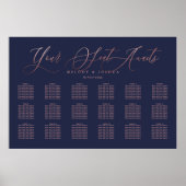 Navy+Roos Gold Moderne kalligrafie Poster (Voorkant)