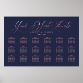Navy+Roos Gold Moderne kalligrafie Poster