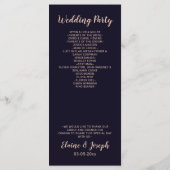 Navy Roos Gold Monogram Trouwprogramma's Programmakaart (Achterkant)