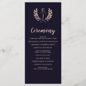 Navy Roos Gold Monogram Trouwprogramma's Programmakaart (Voorkant)