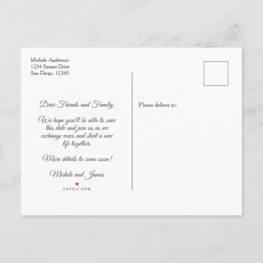 Navy Roos Gold Palm Tree Weddenschap Save Date Fot Aankondigingskaart (Achterkant)