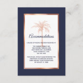Navy Roos Gold Palm Tree Wedding Accommodations Informatiekaartje (Voorkant)