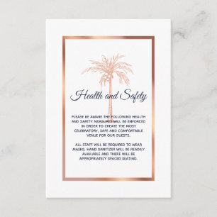 Navy Roos Gold Palm Wedding Health and Safety Informatiekaartje