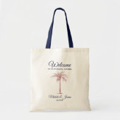 Navy Roos Gold Pink Palm Tree Weddenschap Welkom Tote Bag (Voorkant)