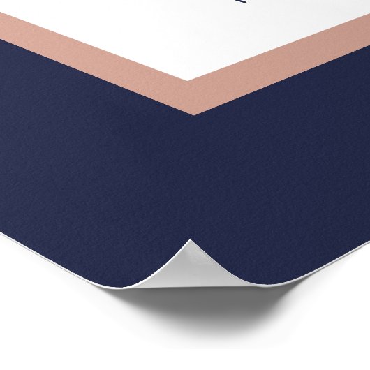 Navy Roos Gold Tropical Palm Wedding Seating Chart Poster (Hoek)