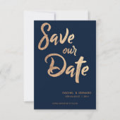 Navy Roos Gold Typografie Red de Date Kaart (Voorkant)