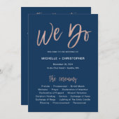 Navy & Roos Gouden Glam Wij Doen Huwelijksprogramm Aankondiging (Voorkant / Achterkant)