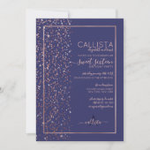 Navy Roos Gouden Glitter Confetti Side Sweet 16 Kaart (Voorkant)