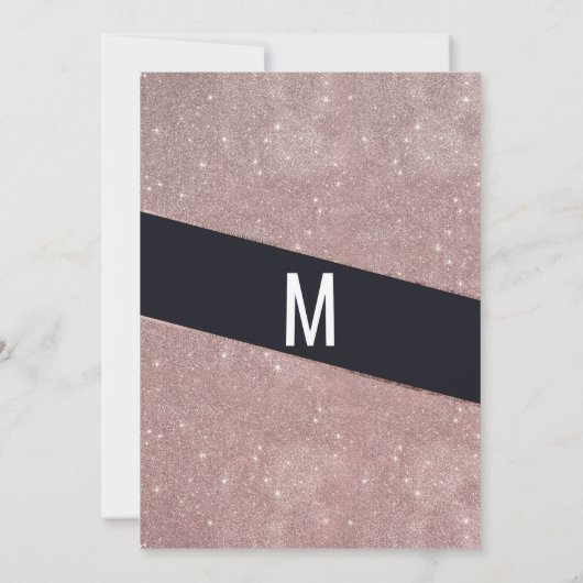 Navy Roos Gouden Glitter Kleur Blok Bruiloft Kaart (Achterkant)