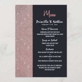 Navy Roos Gouden Glitter Kleur Blok Bruiloft Menu