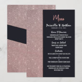 Navy Roos Gouden Glitter Kleur Blok Bruiloft Menu (Voorkant / Achterkant)