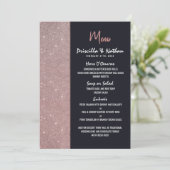 Navy Roos Gouden Glitter Kleur Blok Bruiloft Menu (Staand voorkant)