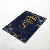 Navy Roos Swirl Quinceanera Gold Tafelnummer (Gedraaid)