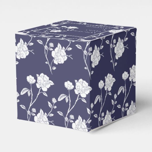 Navy Roos Wedding Favor Box Bedankdoosjes (Voorkant Zijde)
