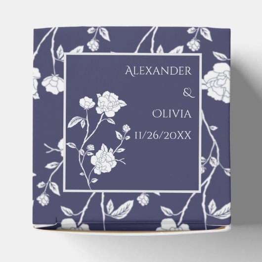 Navy Roos Wedding Favor Box Bedankdoosjes (Bovenkant)