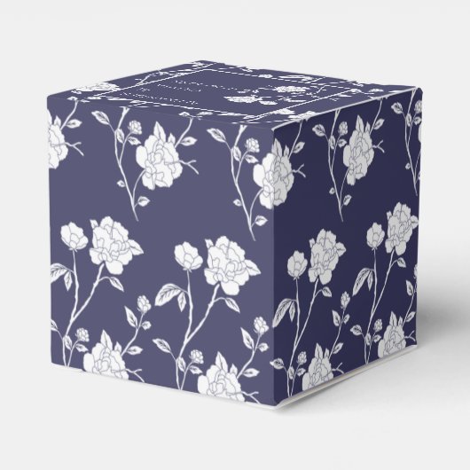 Navy Roos Wedding Favor Box Bedankdoosjes (Achterkant)