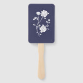 Navy Roos Wedding Favor Hand Fan Handwaaier (Achterkant)