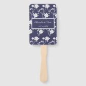Navy Roos Wedding Favor Hand Fan Handwaaier (Voorkant)