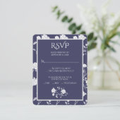 Navy Roos Wedding RSVP Kaart (Staand voorkant)