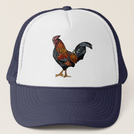 Navy Rooster Trucker Hoed Pet
