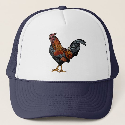 Navy Rooster Trucker Hoed Pet (Voorkant)