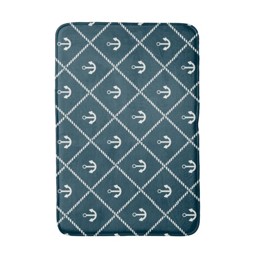 Navy Rope en Anchor Pattern Badmat (Voorkant Verticaal)