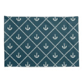 Navy Rope en Anchor Pattern Kussensloop (Achterkant-Rechts)