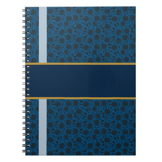 Navy Rose Damask Notitieboek (Voorkant)