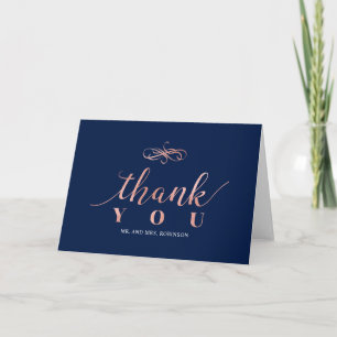 Navy & Rose Goud Elegante Trouw Trouwkaart Bedankkaart
