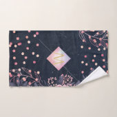 Navy Rosegold Monogram Gifts Girly Floral Pink Handdoek (Handdoek)